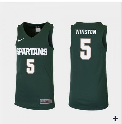 Youth Michigan State University #5 Cassius Winston Green NCAA Jersey